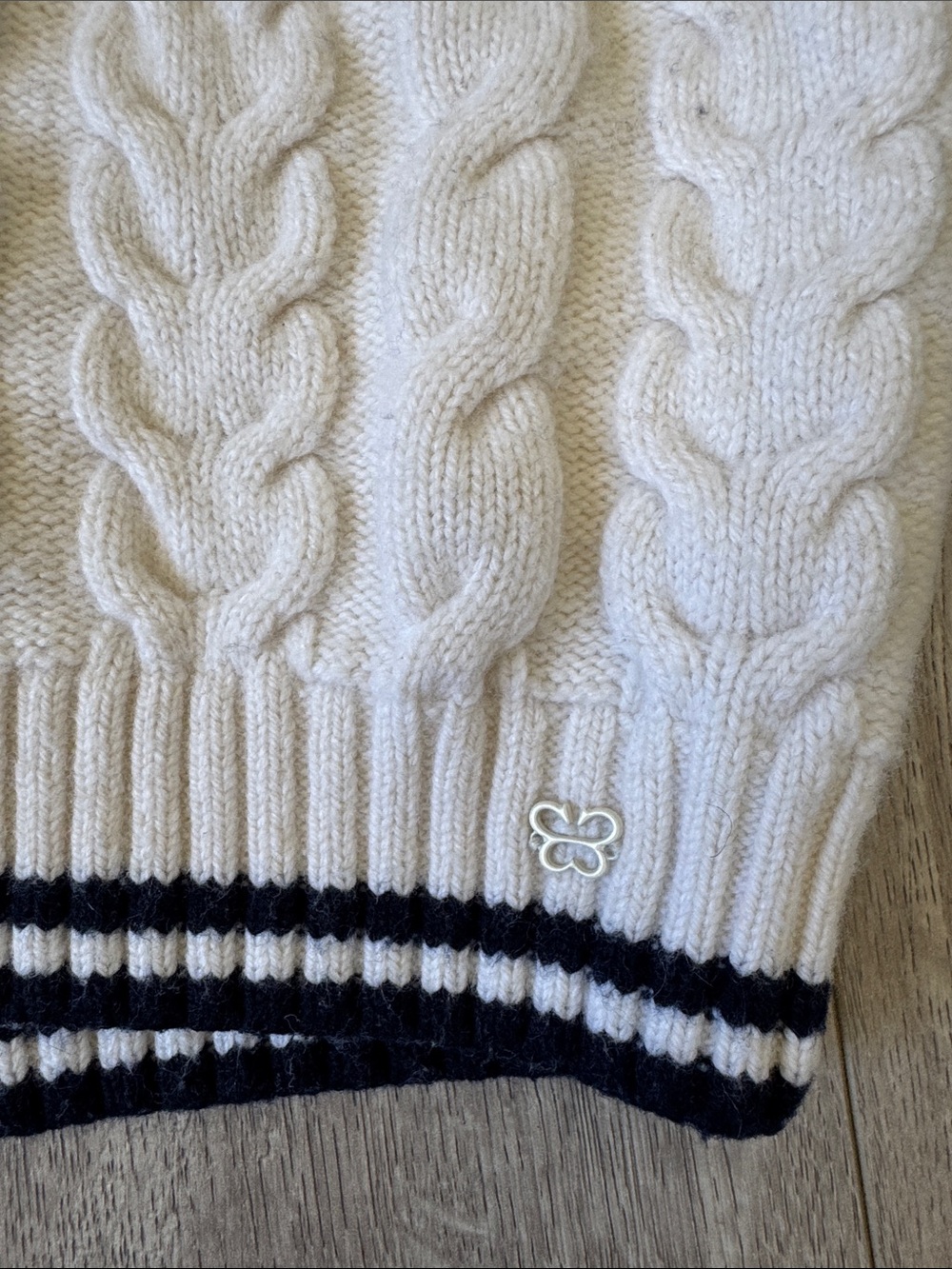Sunday Best Winston Cable Knit Cropped Sweater Vest White Size 2XS Merino Wool - Picture 5 of 8